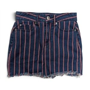 American Eagle Womens Mini Skirt Size 0 Hi Rise Super Stretch Striped Blue